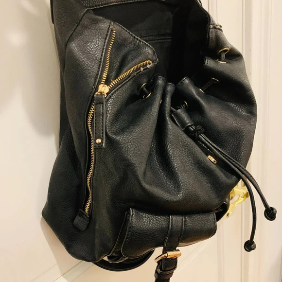 ALDO Black Faux Leather Backpack Book Bag - Picture 7 of 12